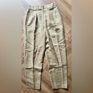 J. McLaughlin for Sanyo Tan Khaki Tailored Trousers Dress Pants Linen Blend 10